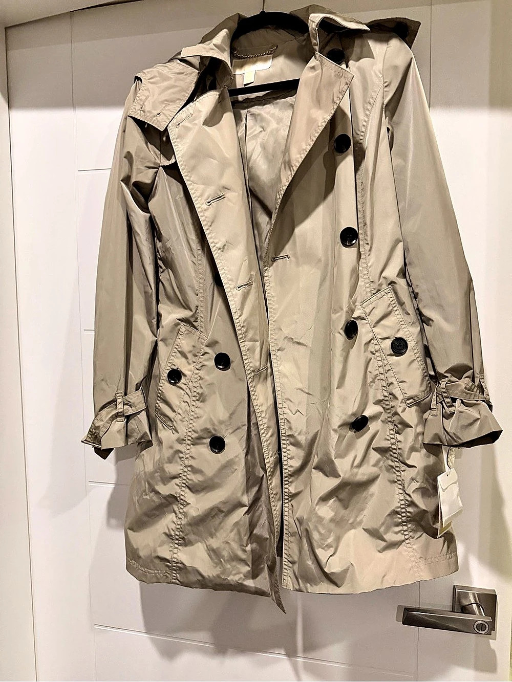 Michael Kors Hooded Belted Trench Coat Beige XS